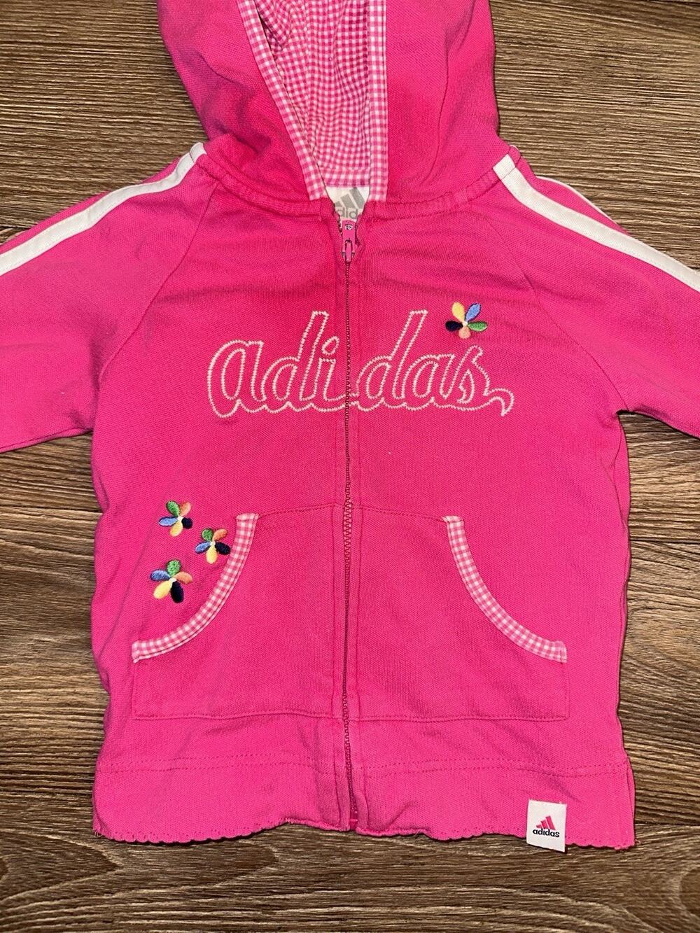 Adidas Pink Flowers Zip Up With Hood Girls/Kids Size 3T